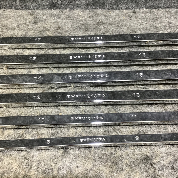 【中古品】マックツール(MACTOOLS) メトリック ハイパフォーマンス フラットロングメガネレンチ x6本セット8~19mm BHFM【桶川店】