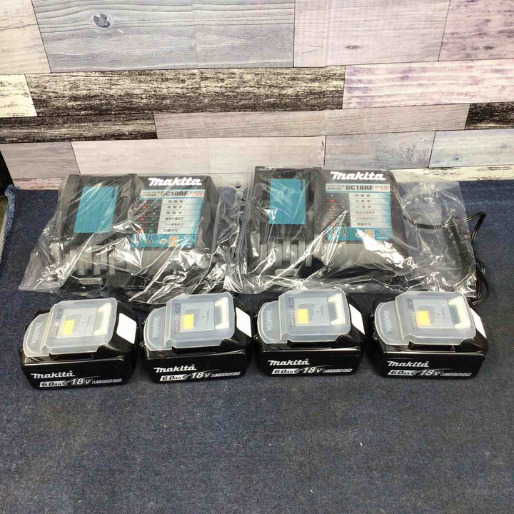 マキタ(makita) リチウムイオンバッテリー 18V/6.0Ah BL1860B 4個+急速充電器 DC18RF 2個 セット【八潮店】