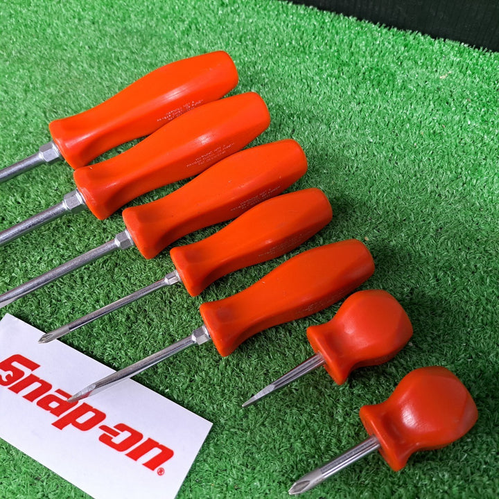 スナップオン/Snap-on 旧グリップドライバー 7本セット マイナス4本、プラス3本 SDD、SDDPシリーズ レッド【岩槻店】