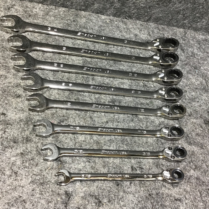 【美品】スナップオン(Snap-on) 切り替え式ラチェットコンビネーションレンチ 8点セット SOXRR 5/16~3/4インチ【桶川店】