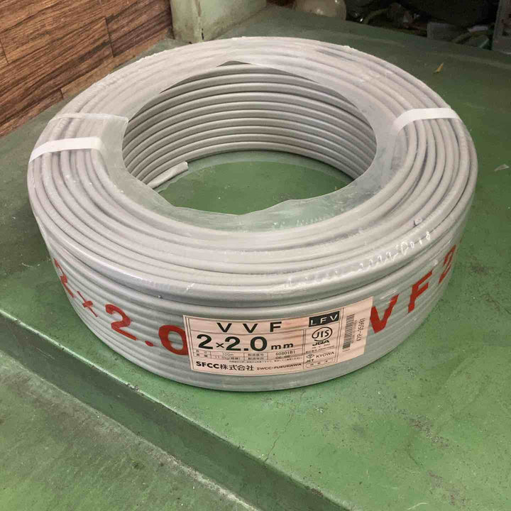 SFCC VVF LFV 2×2.0mm 100m 灰(黒・白)1巻 製造:令和6年8月【桶川店】