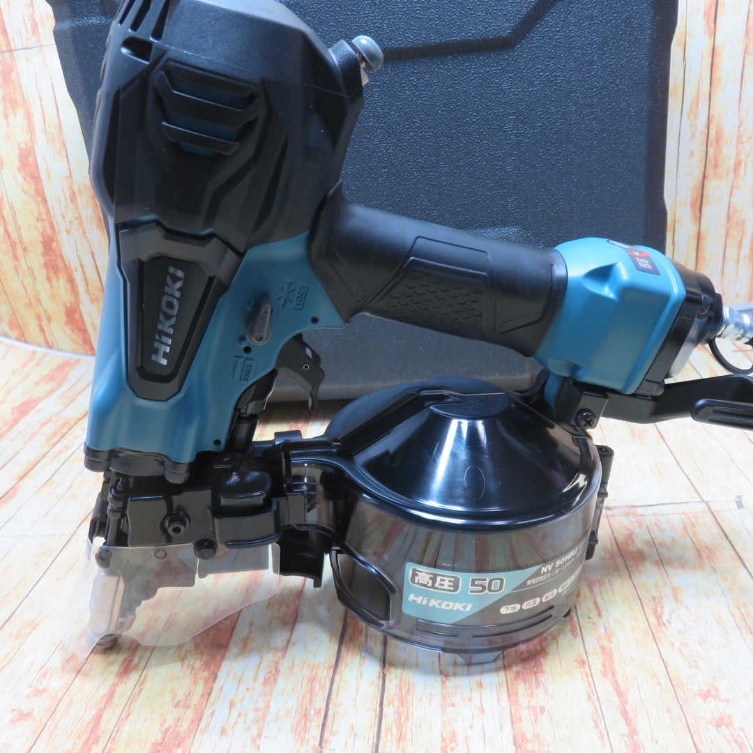 HIKOKI ハイコーキ 高圧エア釘打ち機 限定色 セームブルー NV50HR2(SCB) 高圧エアホース(15m)付き!!【川崎店】