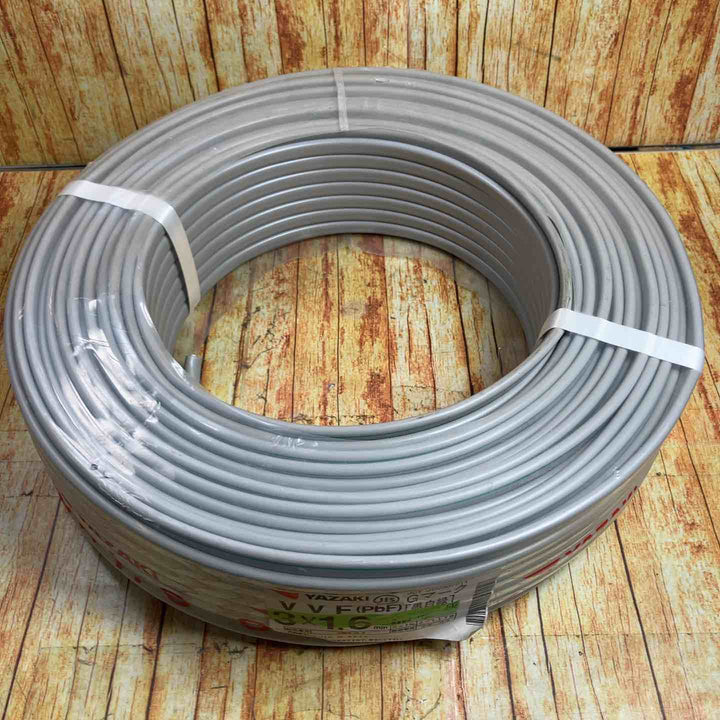 矢崎 VVFケーブル 1.6mm×3芯 100m巻 (灰色) VVF1.6mm×3C×100m YAZAKI【製造年月日23年5月】