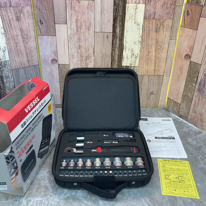 ベッセル(VESSEL) コードレス 電動スリムラチェット ソケットビット31個付セット 400ER3-1M【八潮店】