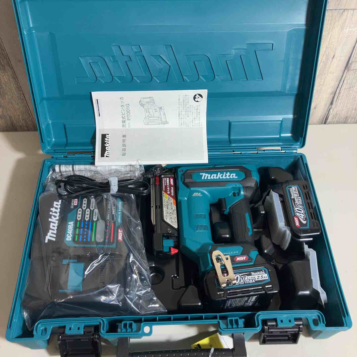 【未使用品】 マキタ makita 35mm コードレス ピンネイラ PT001GRDX ピンタッカ バッテリー&充電器付 フルセット 純正 充電式【戸田店】