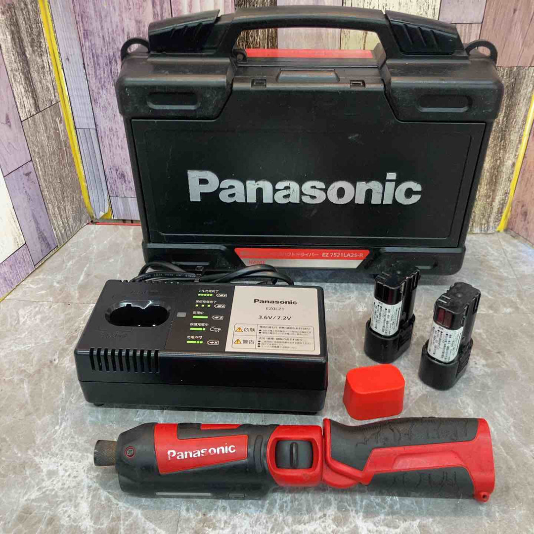 【中古品】パナソニック Panasonic 充電スティックインパクトドライバー 7.2V  レッド EZ7521 バッテリー2個付【八潮店】