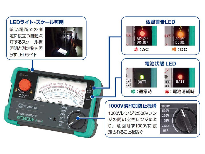 □共立電気計器(KYORITSU) アナログ絶縁抵抗計 KEW3441 【東大和店】