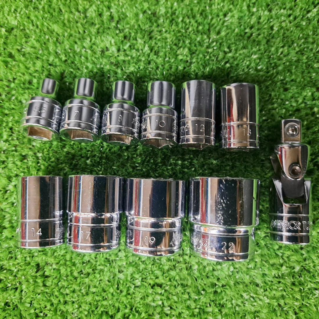 ミラーツール/MIRRORTOOL ソケット、エクステンションバー、ラチェットハンドル、ブレーカーバー 等＋nepros クイックスピンナ 計16点【岩槻店】
