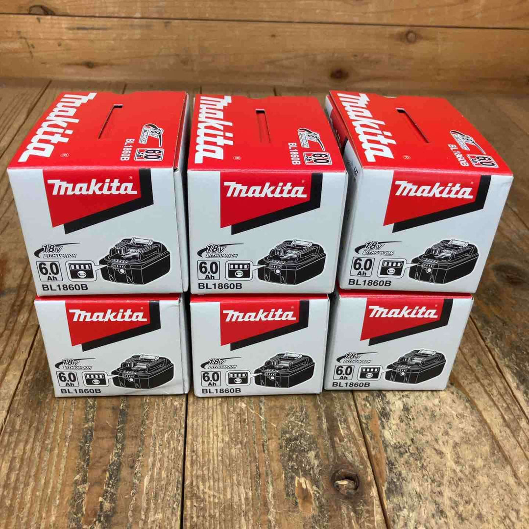 【未使用品】純正品 マキタ(makita) リチウムイオンバッテリー 18V/6.0Ah BL1860B 6個セット まとめ売り【所沢店】