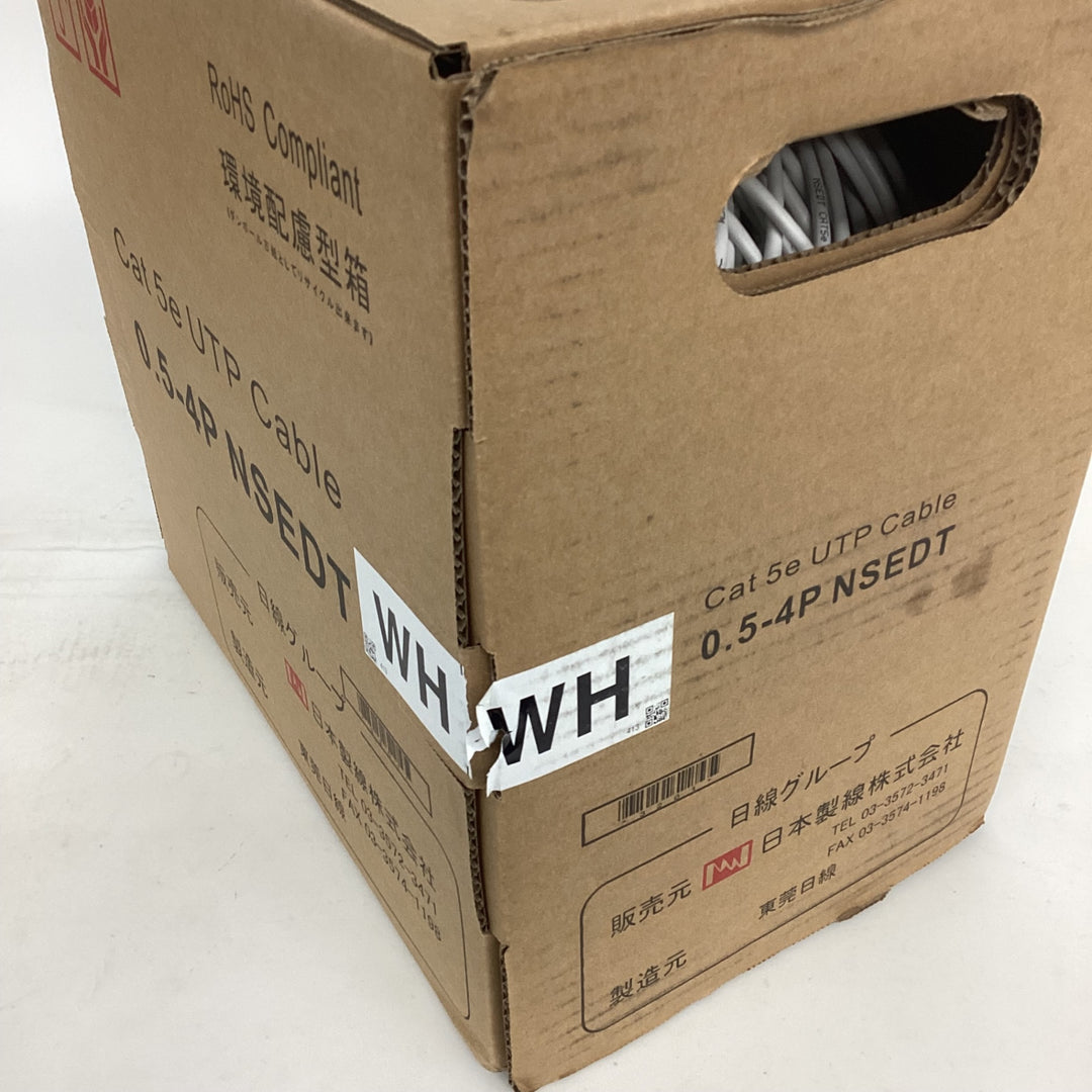 ◇日本製線 Cat5e UTPケーブル 0.5-4P NSEDT LANケーブル 300ｍ×1箱 WH【狭山】