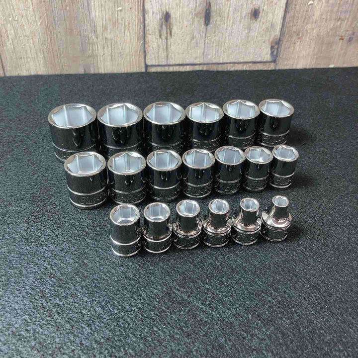 【中古美品】ブルーポイント(BluePoint)3/8インチ シャローソケット 6角6P(BLPSM386-3824) 6㎜-24㎜ 19個 Snap-on【東大和店】