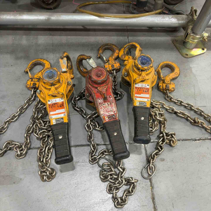 KITO/キトー レバーブロック L5型 LB016 荷重1.6t/1.6トン 揚程1.5m レバーホイスト ガッチャ 荷揚げ機 荷締め 3台セット【川口店】