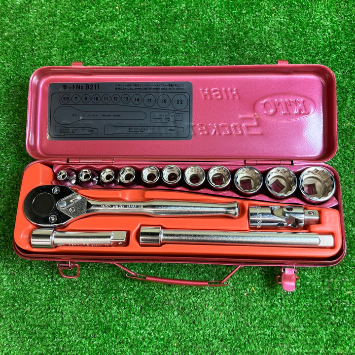 ★KTC(京都機械工具) 9.5sqラチェットソケットセット B211【越谷店】