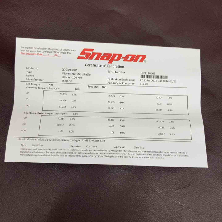 【未使用品(店頭展示品)】★スナップオン(Snap-on) 3/8"トルクレンチ QD2RN100A 20Nm～100Nm【東大和店】