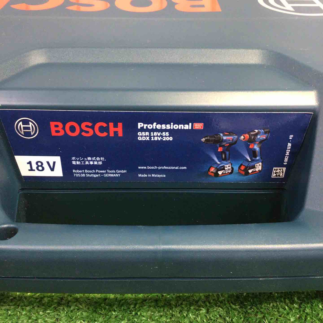ボッシュ(BOSCH) コードレスインパクトドライバーインパクトレンチ兼用(GDX18V-200H)+コードレスドライバードリル(GSR18V-55) コンボキット GDX18V200GSRN 青【町田店】