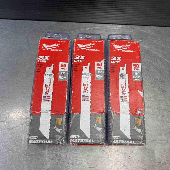 【未使用品】 ミルウォーキー(Milwaukee) レシプロソーブレード 6インチ 8/12TPI 25枚入り 48-01-6091 3箱まとめ売り 未開封 【東大和店】