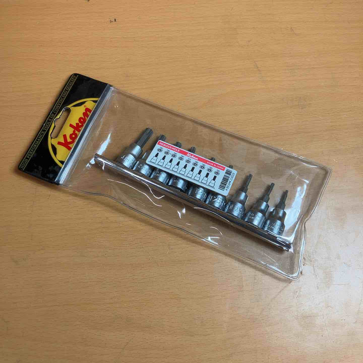 コーケン 3/8(9.5mm)SQ. イジリ止めトルクスビットソケットレールセット 全長50mm 9ヶ組 RS3025/9-HOLE【越谷店】