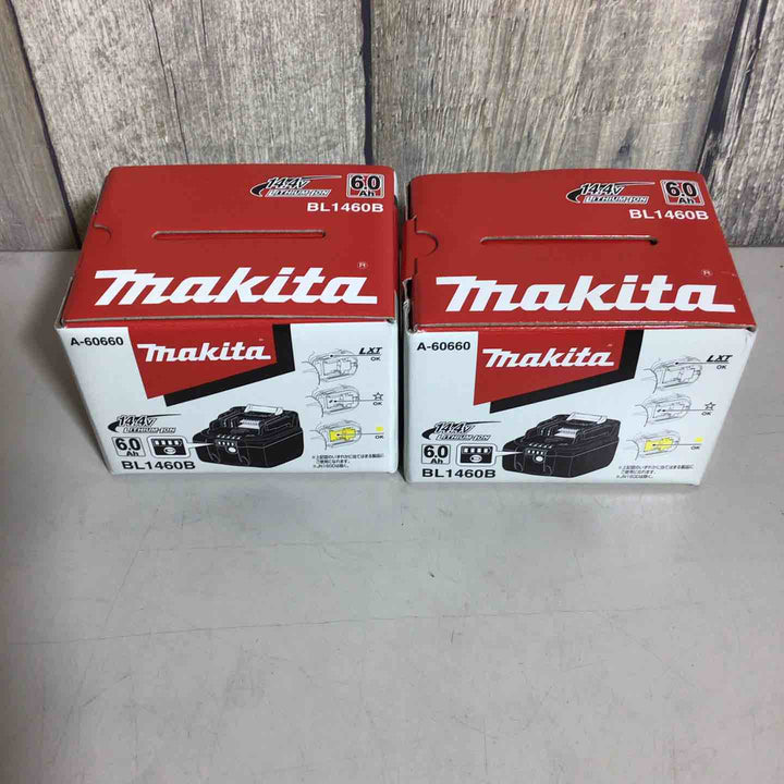 【未使用品】 純正 マキタ makita リチウムイオンバッテリー 14.4V/6.0Ah BL1460B 2個 バッテリー 純正品 14.4V 【戸田店】