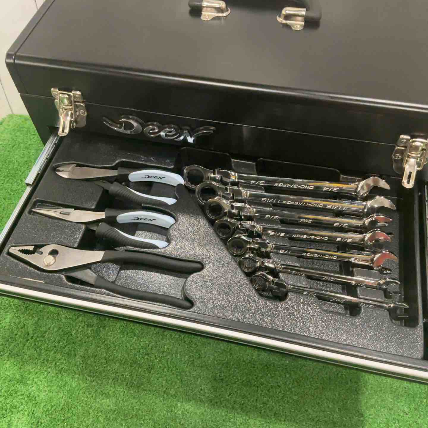 店頭受取り限定】DEEN ミニツールワゴン＆3段チェスト 工具セット