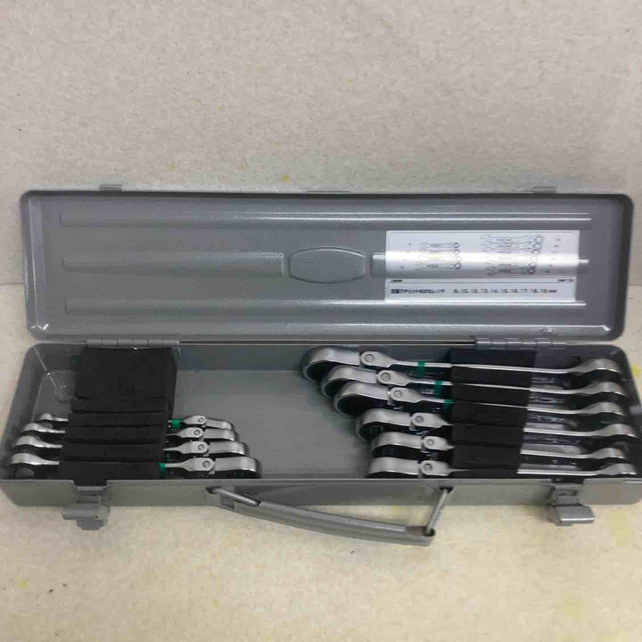 中古美品 ■TONE 首振ラチェットめがねレンチセット 10pcs〔品番:RMF100〕