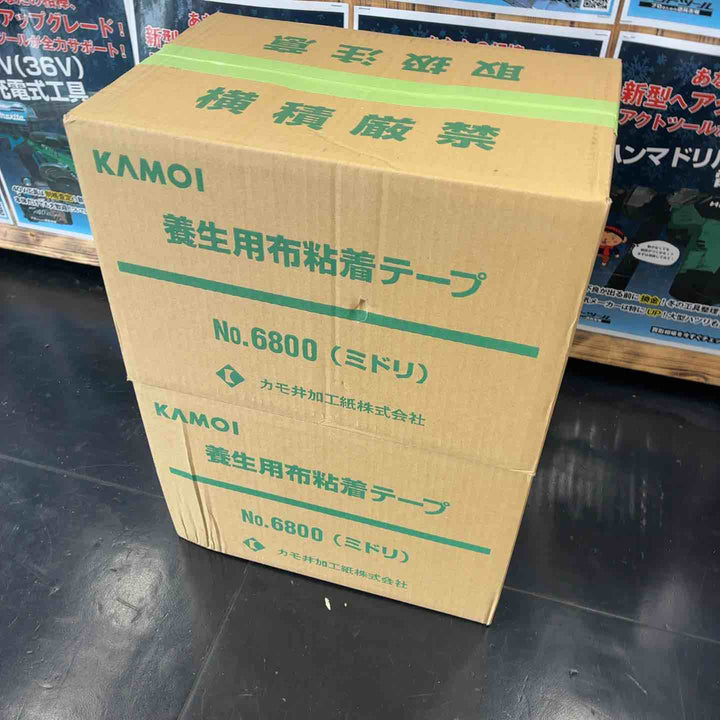【2箱セット(計60巻)】KAMOI 養生用布粘着テープ No.6800 ミドリ 50mm×25m 30巻入【藤沢店】
