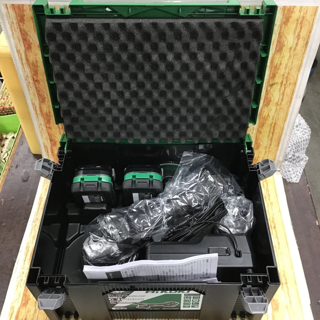 〇HiKOKI(ハイコーキ) 36V 充電式 ディスクグラインダ G3610DC ブラック トイシ径100mm スライドスイッチ 蓄電池2個・充電器・ケース付 G3610DC(2XPBZ)【川崎店】