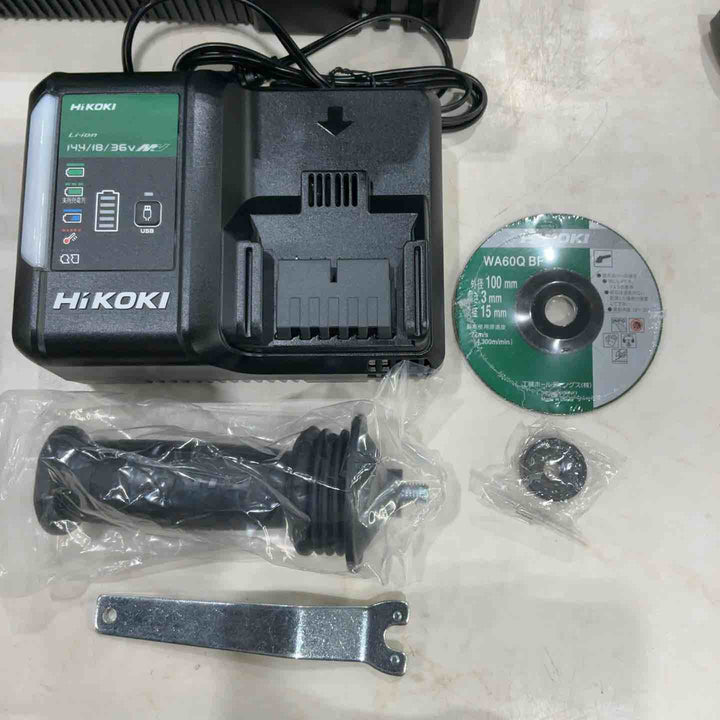 ◇HiKOKI(ハイコーキ) 36V 充電式 ディスクグラインダ G3610DC ブラック トイシ径100mm スライドスイッチ 蓄電池2個・充電器・ケース付 G3610DC(2XPBZ)【川口店】