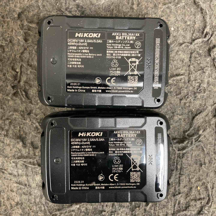 ハイコーキ HIKOKI リチウムイオンバッテリー 36V 2.5Ah BSL36A18X　2個セット【鴻巣店】