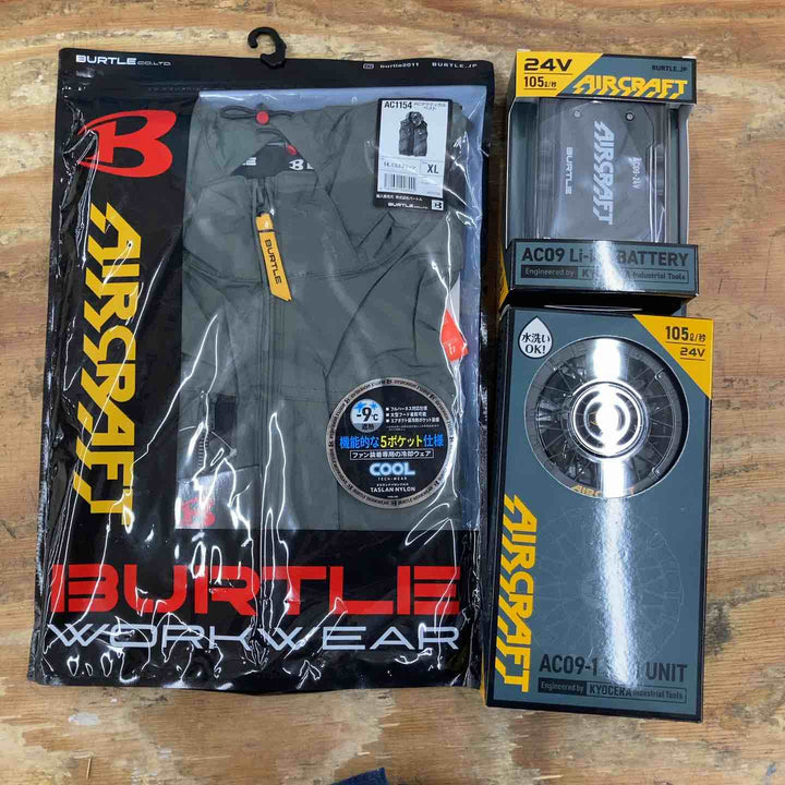 【未使用品】バートル バッテリーファン ジャケット AC09 AC09-2 AC1154 マットブラック 14.ミルスグリーン【柏店】