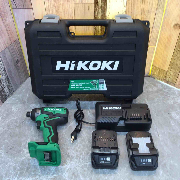 【中古品】◇HiKOKI(ハイコーキ) 18V 充電式 インパクトドライバー 18V2.0Ah畜電池×2個、充電器、ケース付 WH18DD(2BG)【八潮店】