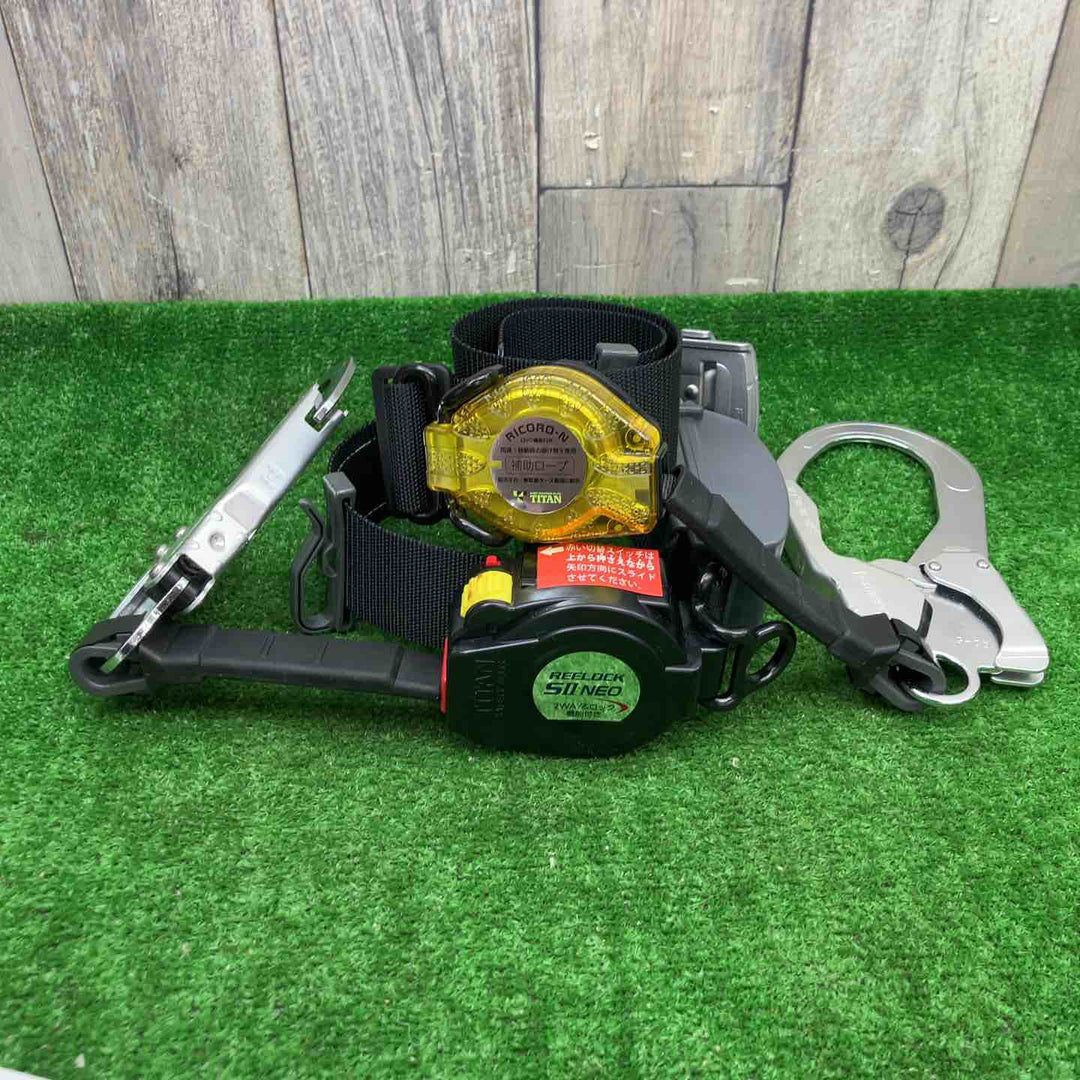 サンコー　胴ベルト型墜落制止用器具　SLN505-RW-BL　ブラックLサイズ（ﾍﾞﾙﾄ長1300㎜）　ﾛｯｸ装置付き巻取器+巻取補助ﾛｰﾌﾟ【富山店】◇ﾚｼﾞ
