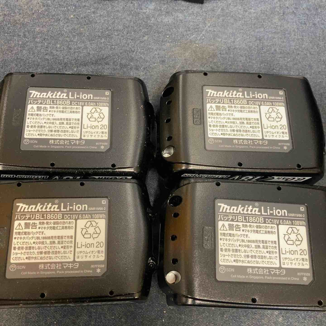 マキタ(makita) リチウムイオンバッテリー 18V/6.0Ah BL1860B 4個 + 急速充電器 DC18RF 2個セット【八潮店】