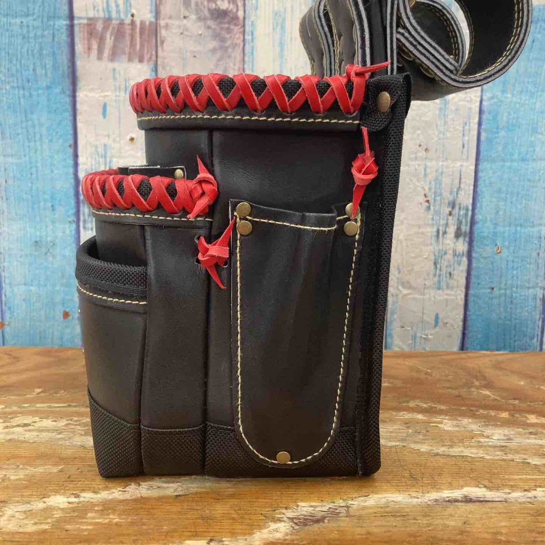 ニックス　KGB-301DDX　チェーンタイプ高級グローブ革使用3段腰袋 赤【柏店】