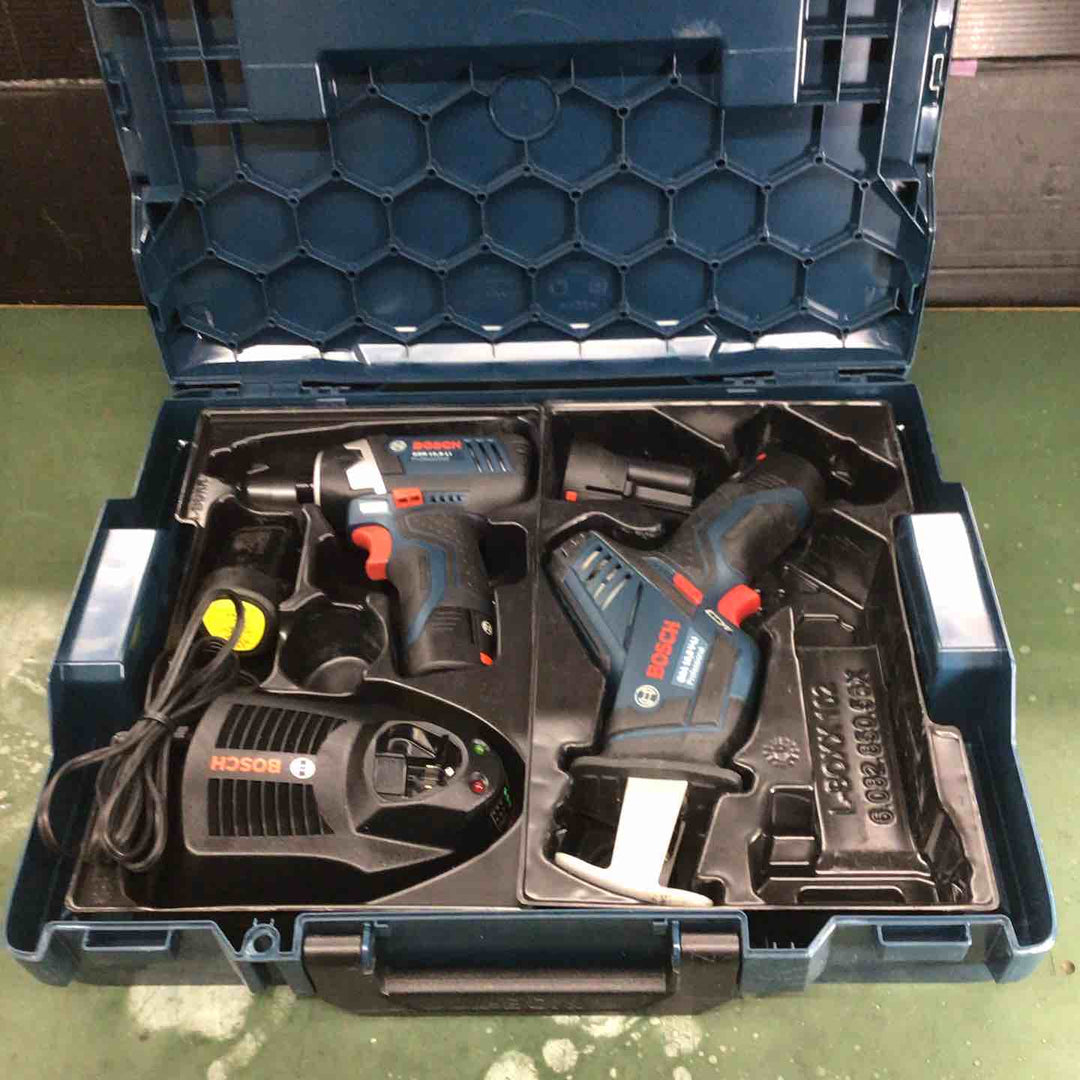 【039】【102】ボッシュ(BOSCH) コードレスセーバーソー GSA10.8V-LI + インパクトドライバー GDR10.8-LI + バッテリー4個 + 充電器セット【戸田店】