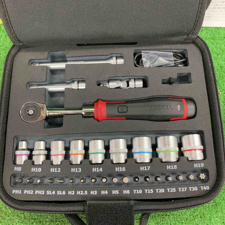 ◇ベッセル(VESSEL) コードレス 電動スリムラチェット ソケットビット31個付セット 400ER3-1M【川崎店】