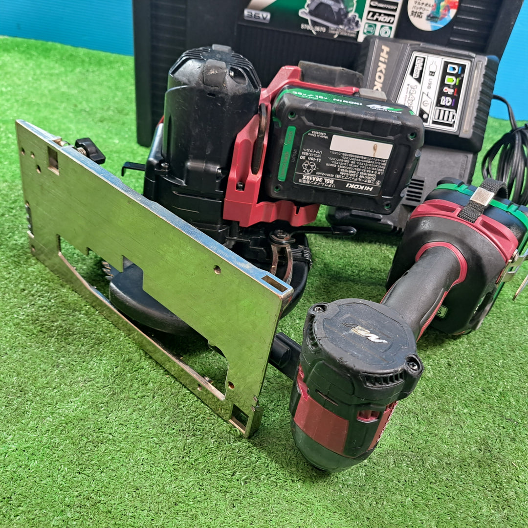 ハイコーキ(HIKOKI) コードレス丸のこ C3606DA コードレスインパクトドライバ WH36DC 限定色フレアレッド セット【岩槻店】