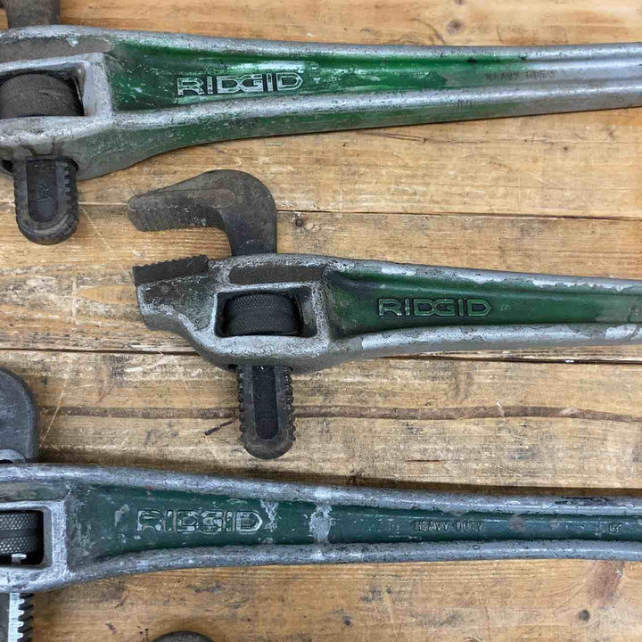 【中古品】 【まとめ売り】 RIDGID アルミ パイプレンチ 9本セット 24”・18”・14”・824・818・814・812 タテ型 水道管 白管用 【東大和店】