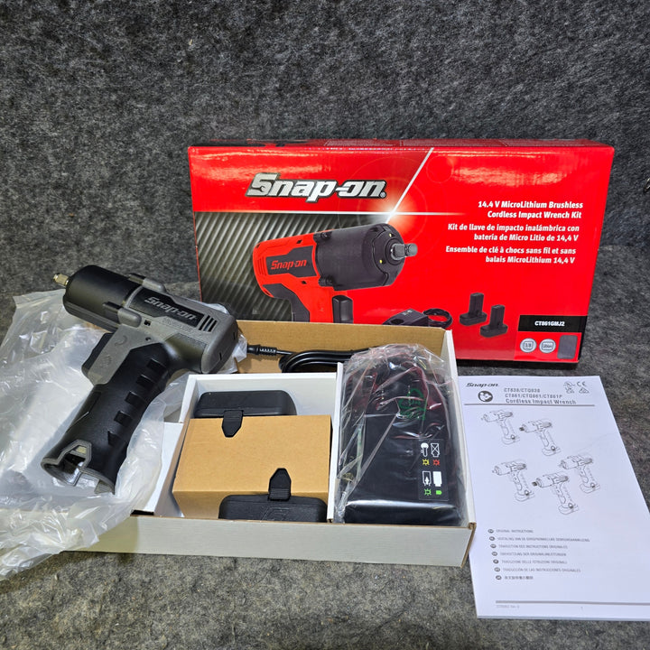 「【未使用品】スナップオン(Snap-on) 充電式インパクトレンチ CT861GMJ2 3/8sq 充電器＋バッテリ2個 元箱あり ガンメタ【桶川店】