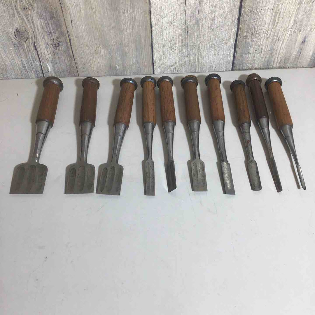 追入鑿 組鑿 淡水 紫檀柄 三つ裏 追入組鑿 10本 のみ ノミ ※1本違います【戸田店】