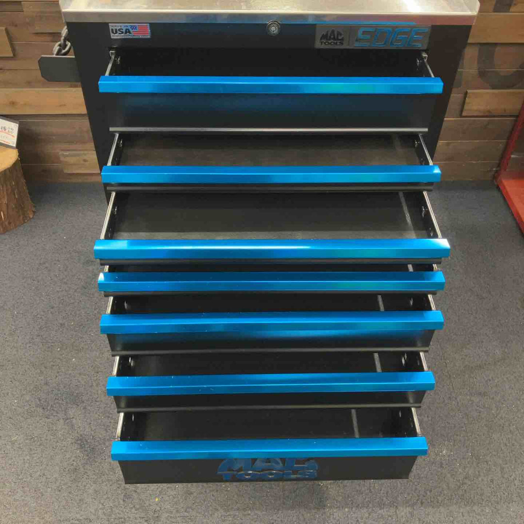 【店頭受取り限定】MACTOOLS マックツール 7ドロワー（7段）シングルバンク ロールキャビネット E2722-B-FBBL アルミ天板付き【柏店】