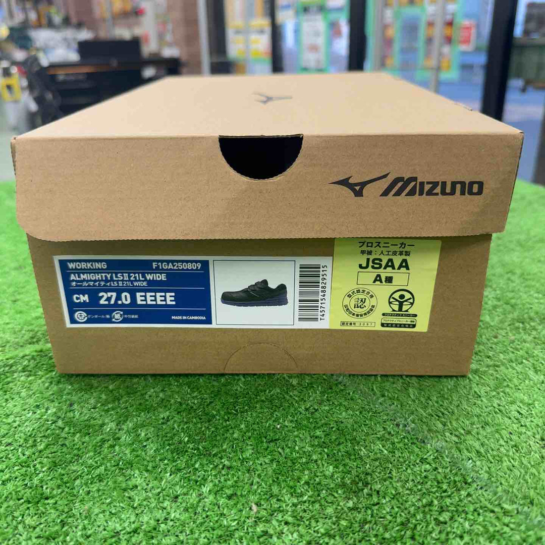 【未使用・サイズ27.0cm】 ミズノ 安全靴 ワークシューズ オールマイティLSⅡ21L WIDE F1GA250809 27.0cm ブラック×シルバー 【桶川店】