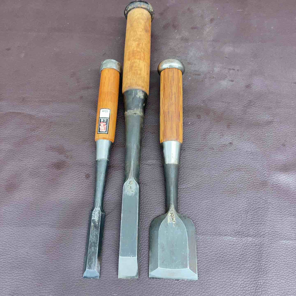 中古美品】 鑿(のみ) 石流 3本セット 和工具 ノミ 鉋 大工道具 骨董品