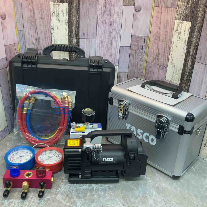 【未使用品】イチネン TASCO 3点セット 真空ポンプ 真空ゲージ ゲージマニホールド【八潮店】