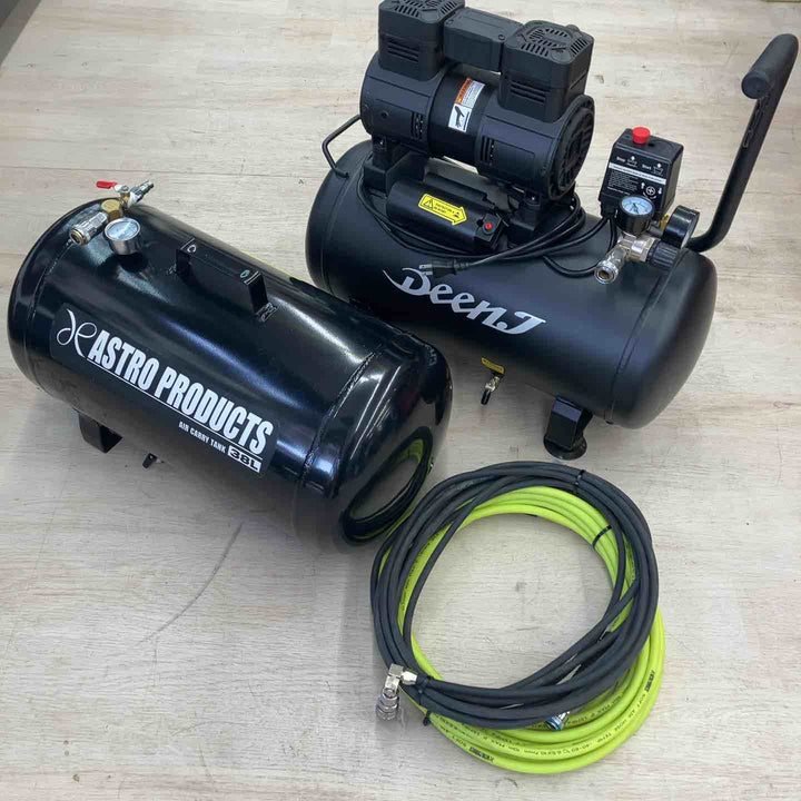 【店頭受取り限定/美品】DEEN.J(ディーンジェイ) エアコンプレッサーサイレントタイプ DNJ13RA14 容量30L+38Lサブタンク ホース付き【川越店】