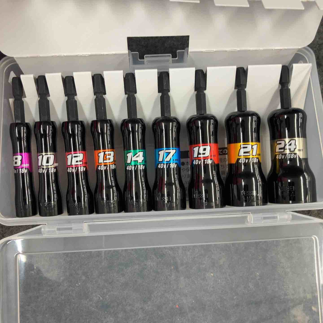 ◇ベッセル(VESSEL) 40V対応 剛鍛セミロングソケット 9本組 ＜限定：黒仕様＞ SL209PSBK【鴻巣店】