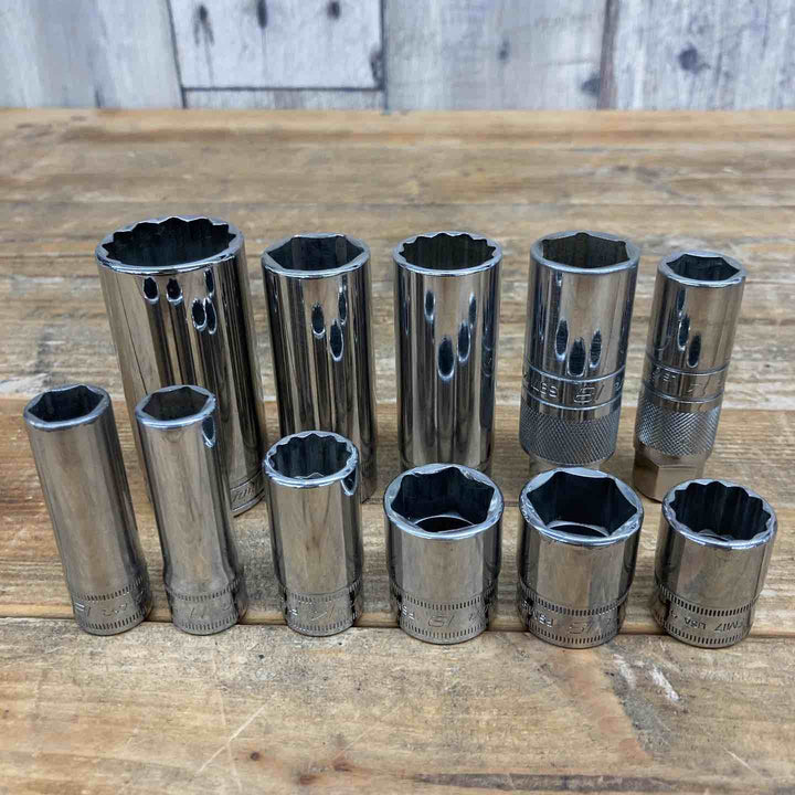 【中古品】 スナップオン(Snap-on) ソケットまとめ SFSM11、FM17など 3/8 ディープソケット ショート ブランド 合計11個セット 【東大和店】