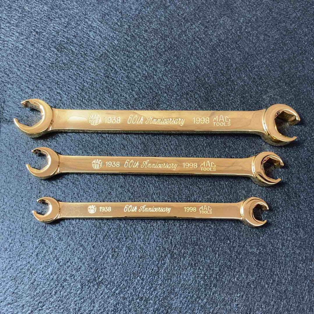【中古美品】 マックツール(MACTOOLS) 24ｋフレアナットレンチ 3本セット 60周年記念 1998年 GOLD 未使用長期保管品 【東大和店】