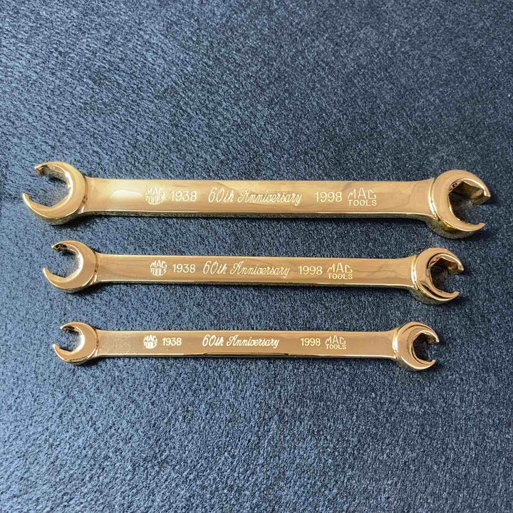 【中古美品】 マックツール(MACTOOLS) 24ｋフレアナットレンチ 3本セット 60周年記念 1998年 GOLD 未使用長期保管品 【東大和店】