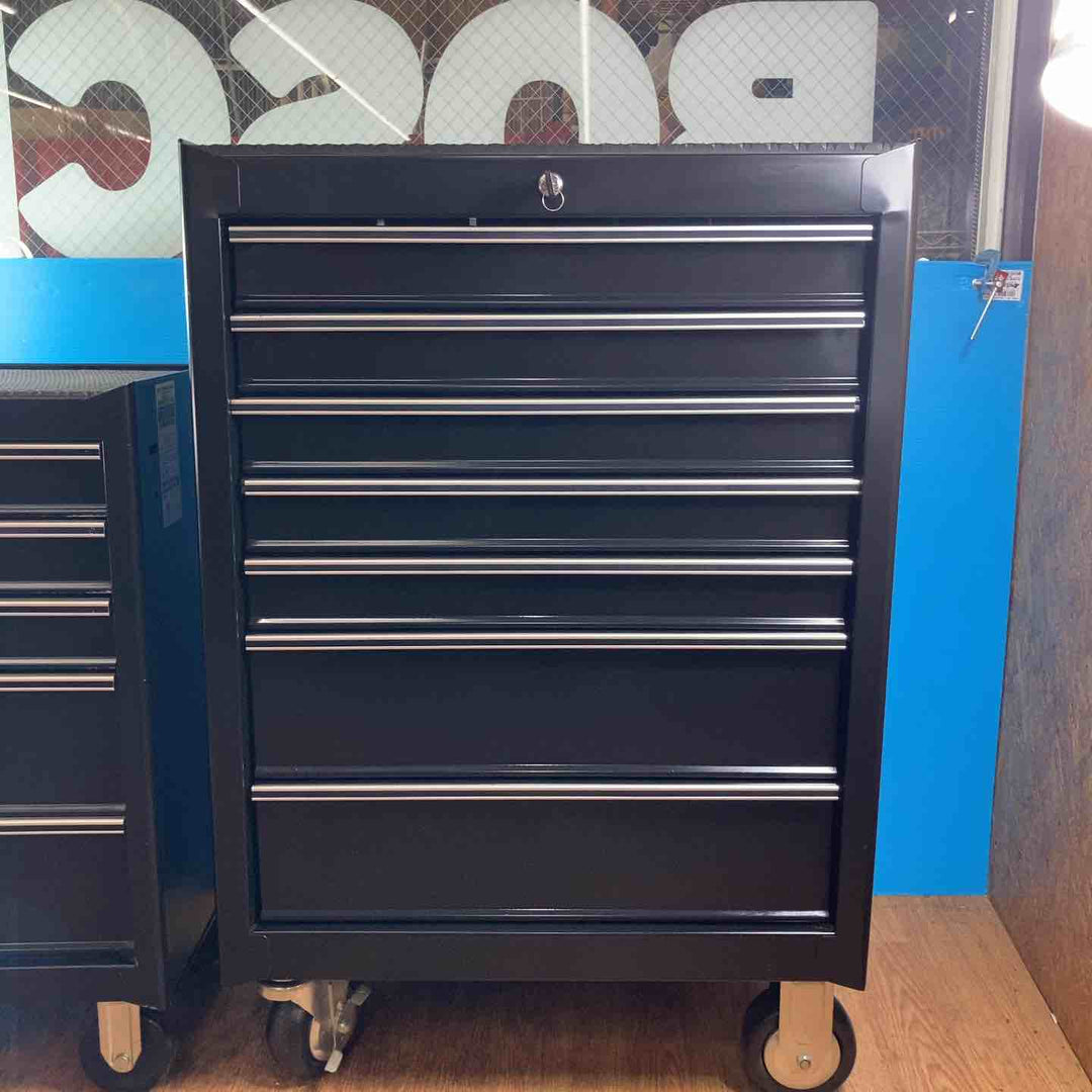 【中古品/店頭受取り限定】メーカー不明 ブラックツールキャビネット 7段・5段 2個セット 鍵付き【岩槻店】