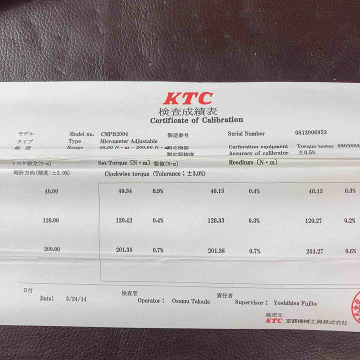 【中古美品】◇KTC 12.7sqトルクレンチ CMPB2004 40～200N・m【東大和店】